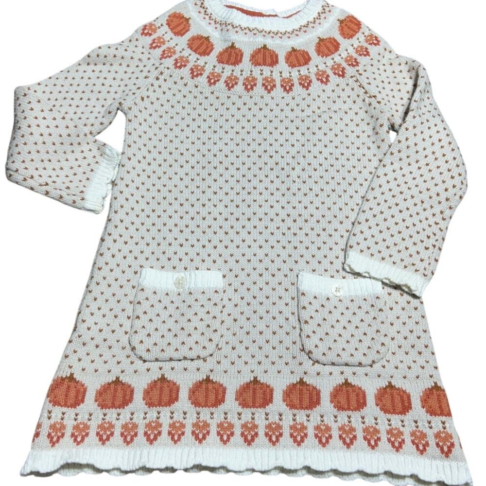Max Studio pumpkin fall knit sweater dress girls size 2T